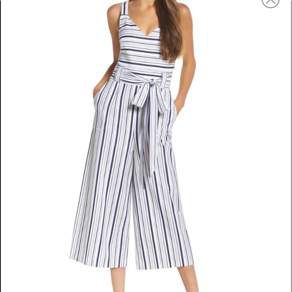 Chelsea28 striped culotte jumpsuit, 8p